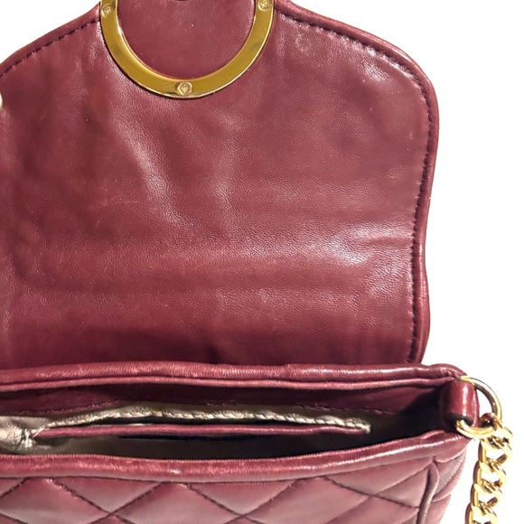 Michael Kors burgundy  and Gold Quilted Crossbody Bag - Picture 6 of 9